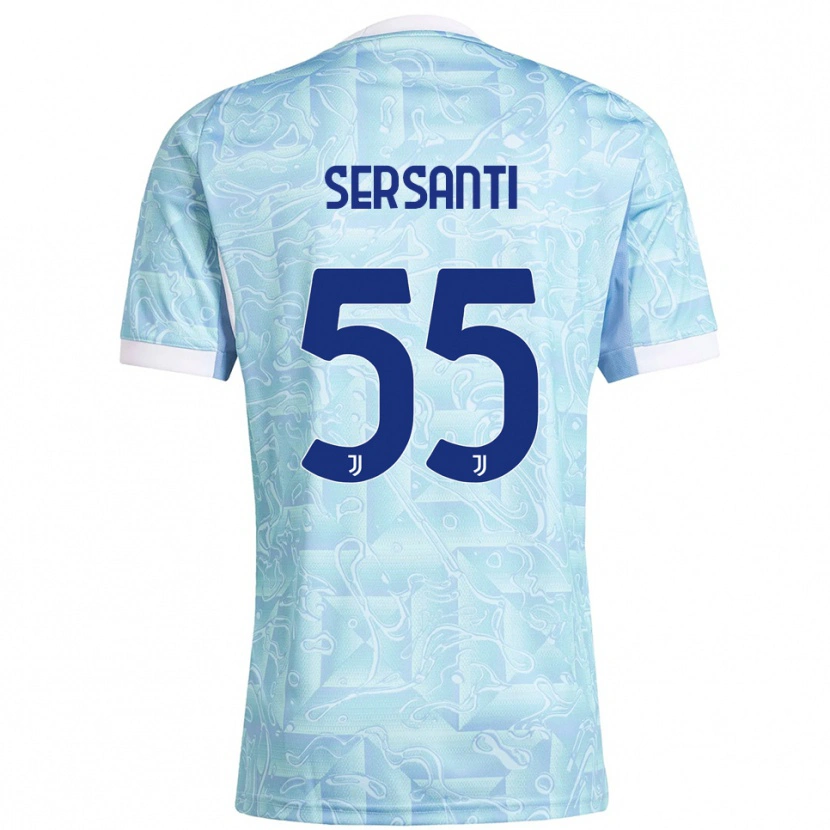 Danxen Dame Alessandro Sersanti #55 Lyseblå Gul Bortetrøye Drakt Trøye 2025/26 Skjorter T-Skjorte