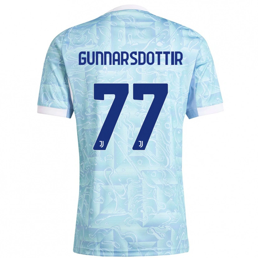 Danxen Dame Sara Bjork Gunnarsdottir #77 Lyseblå Gul Bortetrøye Drakt Trøye 2025/26 Skjorter T-Skjorte