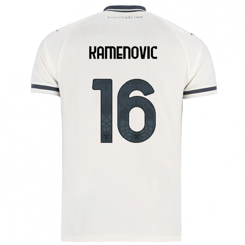 Danxen Dame Dimitrije Kamenovic #16 Hvit Marineblå Bortetrøye Drakt Trøye 2025/26 Skjorter T-Skjorte