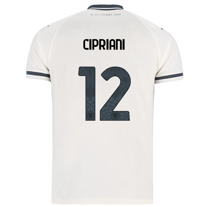 Danxen Dame Alessio Cipriani #12 Hvit Marineblå Bortetrøye Drakt Trøye 2025/26 Skjorter T-Skjorte