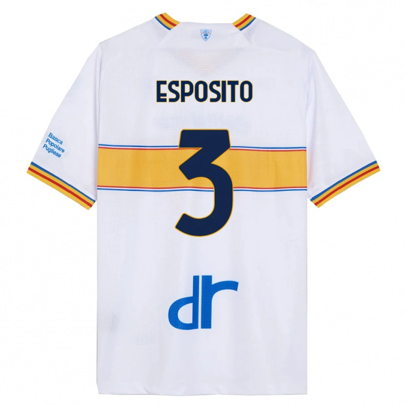 Danxen Dame Sebastian Esposito #3 Hvit Gul Bortetrøye Drakt Trøye 2025/26 Skjorter T-Skjorte