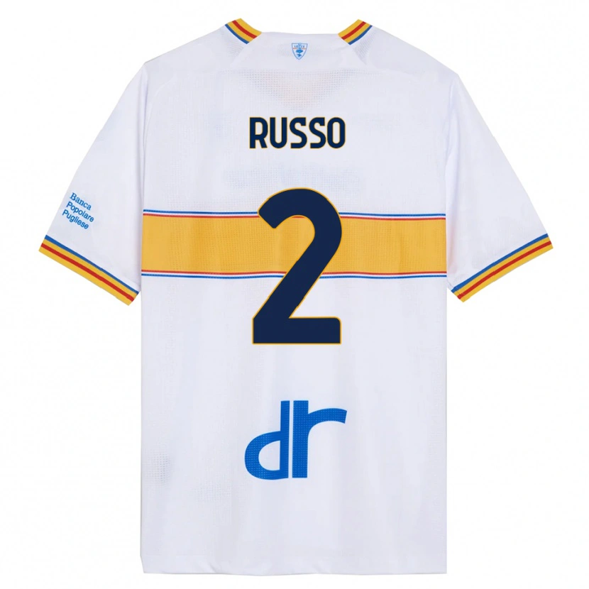 Danxen Dame Luca Russo #2 Hvit Gul Bortetrøye Drakt Trøye 2025/26 Skjorter T-Skjorte