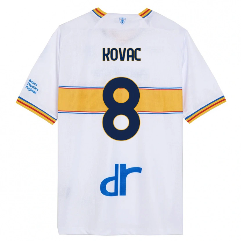 Danxen Dame Niko Kovač #8 Hvit Gul Bortetrøye Drakt Trøye 2025/26 Skjorter T-Skjorte