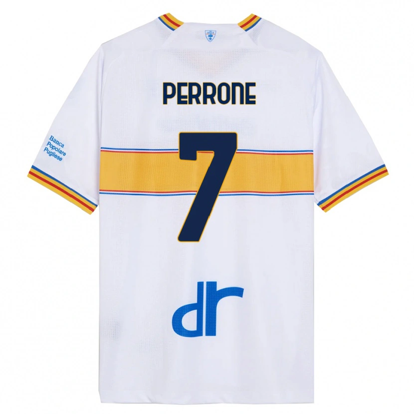 Danxen Dame Samuele Perrone #7 Hvit Gul Bortetrøye Drakt Trøye 2025/26 Skjorter T-Skjorte