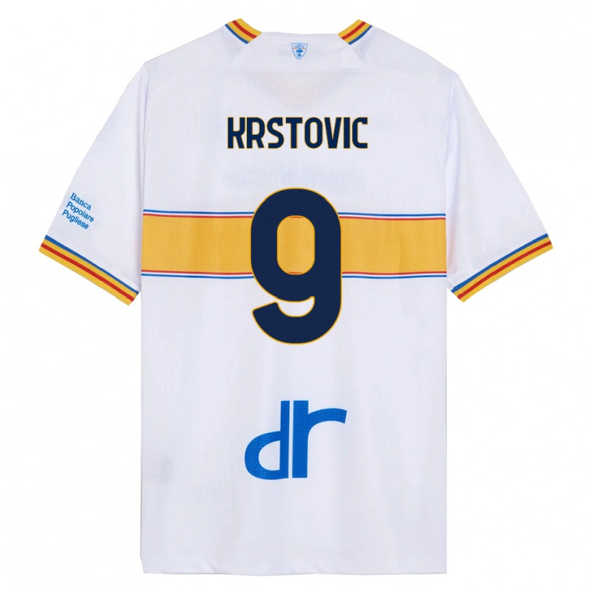 Danxen Dame Nikola Krstović #9 Hvit Gul Bortetrøye Drakt Trøye 2025/26 Skjorter T-Skjorte