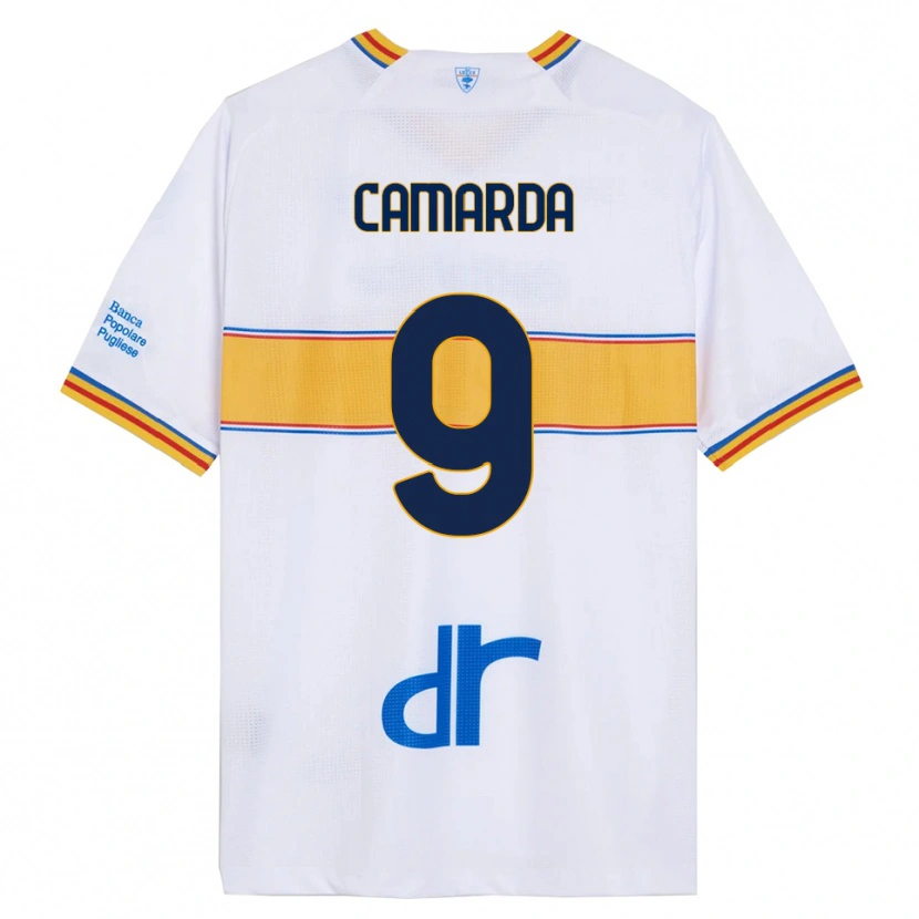 Danxen Dame Francesco Camarda #9 Hvit Gul Bortetrøye Drakt Trøye 2025/26 Skjorter T-Skjorte