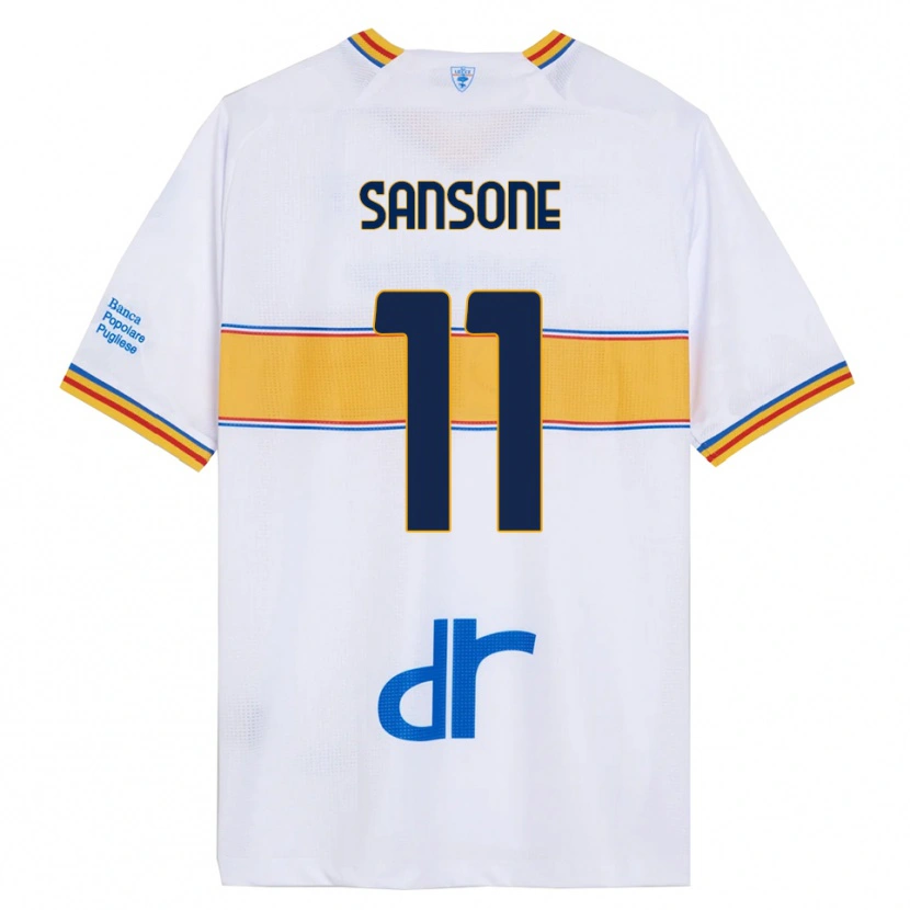 Danxen Dame Nicola Sansone #11 Hvit Gul Bortetrøye Drakt Trøye 2025/26 Skjorter T-Skjorte