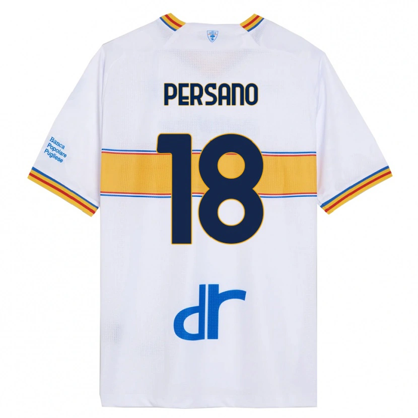 Danxen Dame Emanuele Persano #18 Hvit Gul Bortetrøye Drakt Trøye 2025/26 Skjorter T-Skjorte