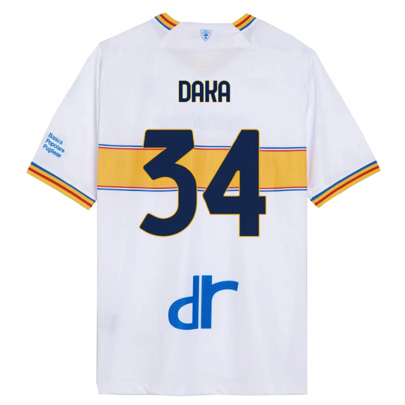 Danxen Dame Dario Daka #34 Hvit Gul Bortetrøye Drakt Trøye 2025/26 Skjorter T-Skjorte