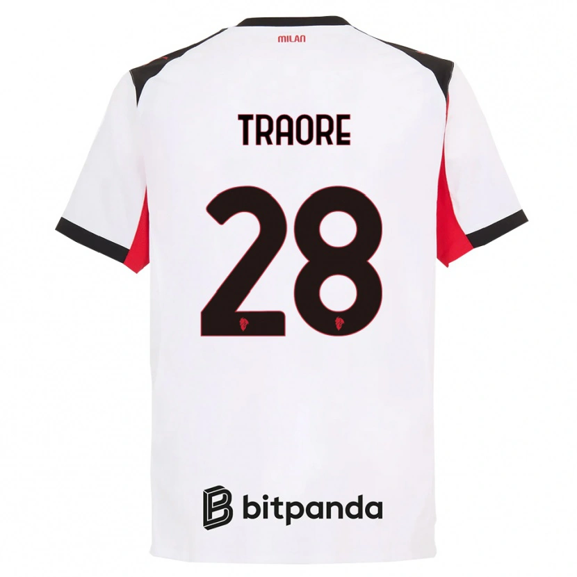 Danxen Dame Chaka Traorè #28 Hvit Svart Bortetrøye Drakt Trøye 2025/26 Skjorter T-Skjorte
