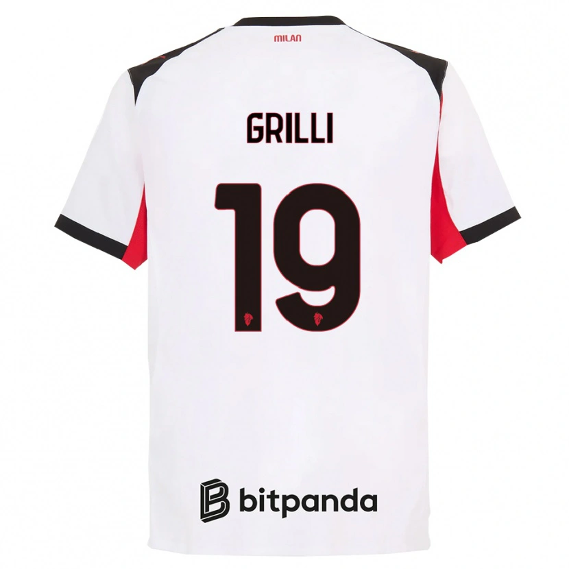 Danxen Dame Lorenzo Grilli #19 Hvit Svart Bortetrøye Drakt Trøye 2025/26 Skjorter T-Skjorte