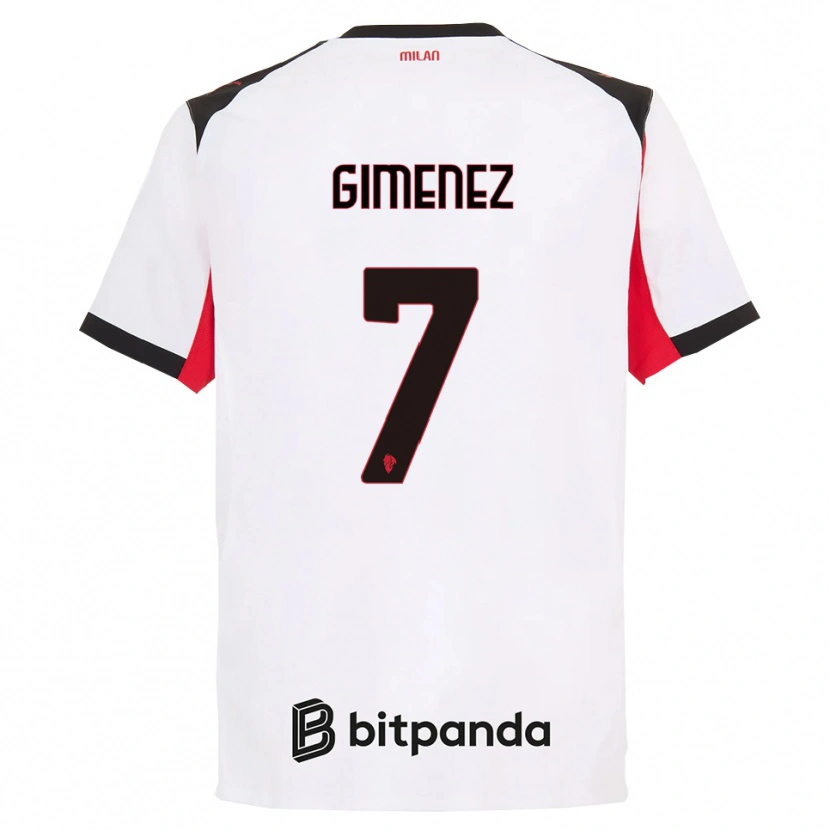 Danxen Dame Santiago Gimenez #7 Hvit Svart Bortetrøye Drakt Trøye 2025/26 Skjorter T-Skjorte
