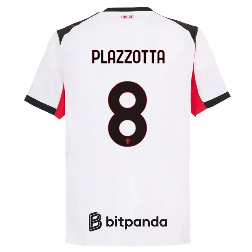 Danxen Dame Filippo Plazzotta #8 Hvit Svart Bortetrøye Drakt Trøye 2025/26 Skjorter T-Skjorte