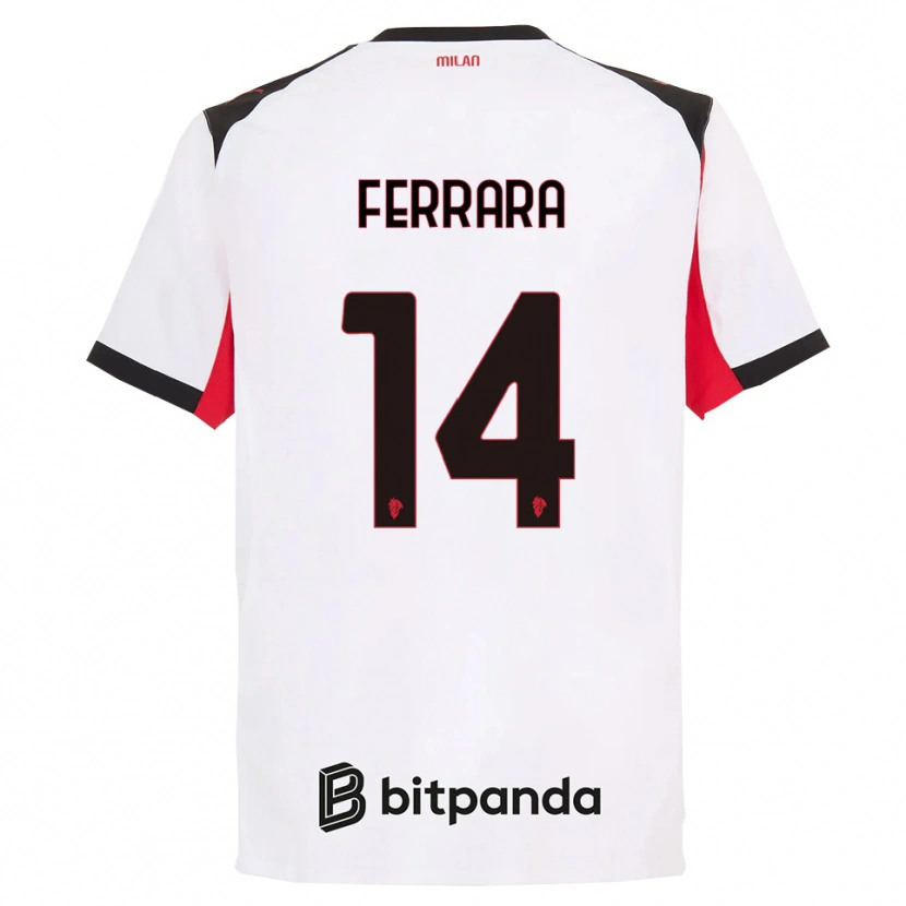 Danxen Dame Francesco Ferrara #14 Hvit Svart Bortetrøye Drakt Trøye 2025/26 Skjorter T-Skjorte
