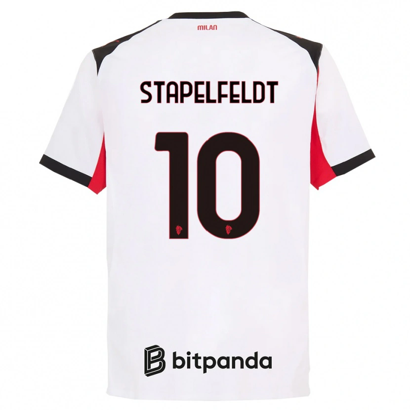 Danxen Dame Nina Stapelfeldt #10 Hvit Svart Bortetrøye Drakt Trøye 2025/26 Skjorter T-Skjorte