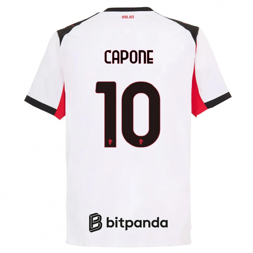 Danxen Dame Andrea Capone #10 Hvit Svart Bortetrøye Drakt Trøye 2025/26 Skjorter T-Skjorte