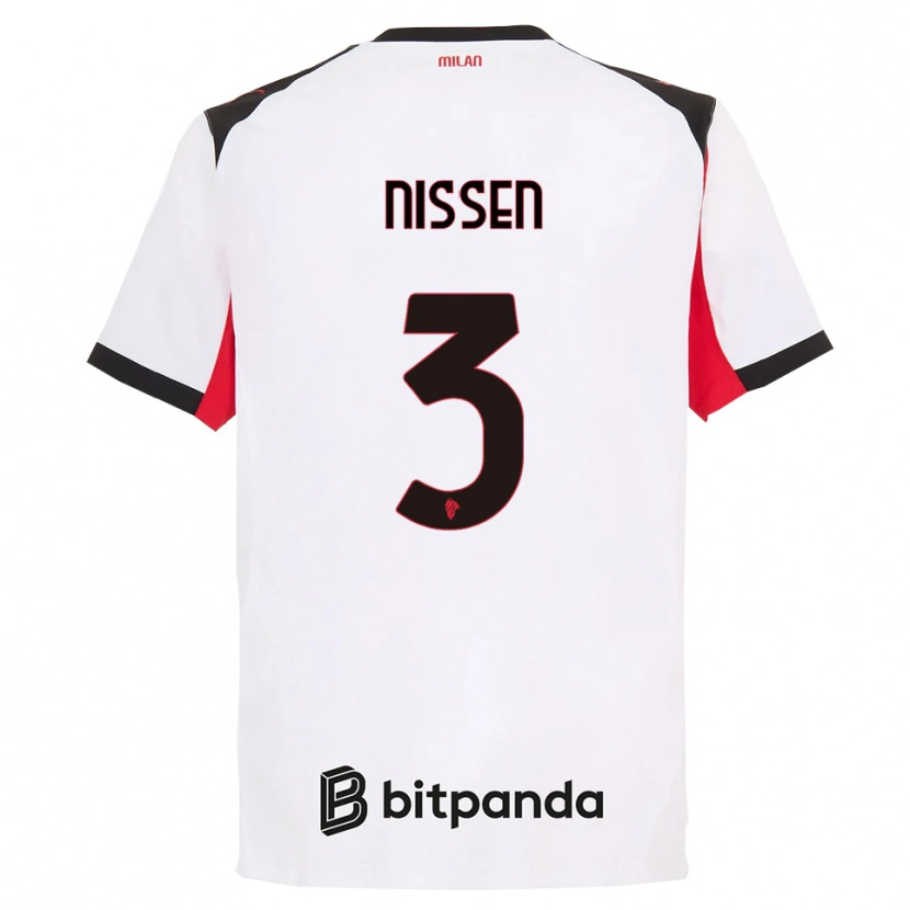 Danxen Dame Fredrik Nissen #3 Hvit Svart Bortetrøye Drakt Trøye 2025/26 Skjorter T-Skjorte