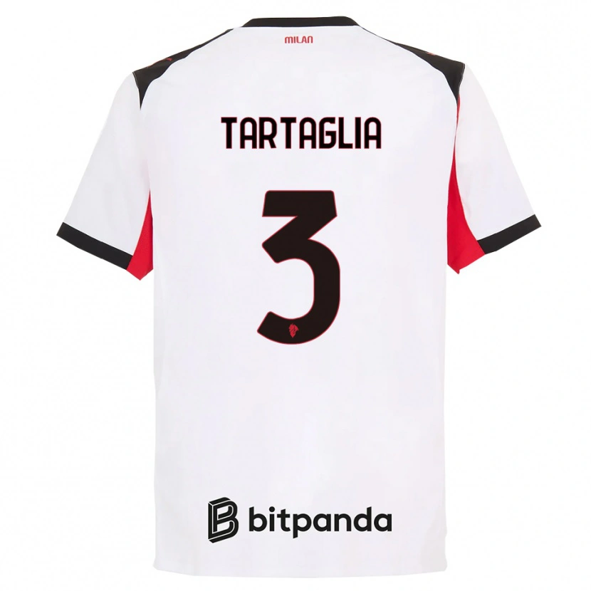 Danxen Dame Edoardo Tartaglia #3 Hvit Svart Bortetrøye Drakt Trøye 2025/26 Skjorter T-Skjorte