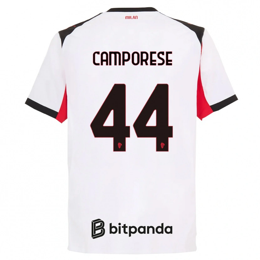 Danxen Dame Michele Camporese #44 Hvit Svart Bortetrøye Drakt Trøye 2025/26 Skjorter T-Skjorte