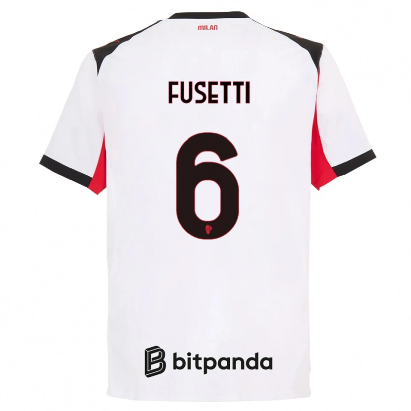 Danxen Dame Laura Fusetti #6 Hvit Svart Bortetrøye Drakt Trøye 2025/26 Skjorter T-Skjorte