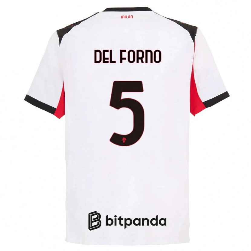 Danxen Dame Luca Del Forno #5 Hvit Svart Bortetrøye Drakt Trøye 2025/26 Skjorter T-Skjorte