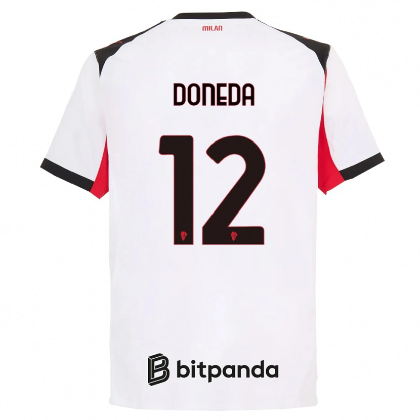 Danxen Dame Paolo Doneda #12 Hvit Svart Bortetrøye Drakt Trøye 2025/26 Skjorter T-Skjorte