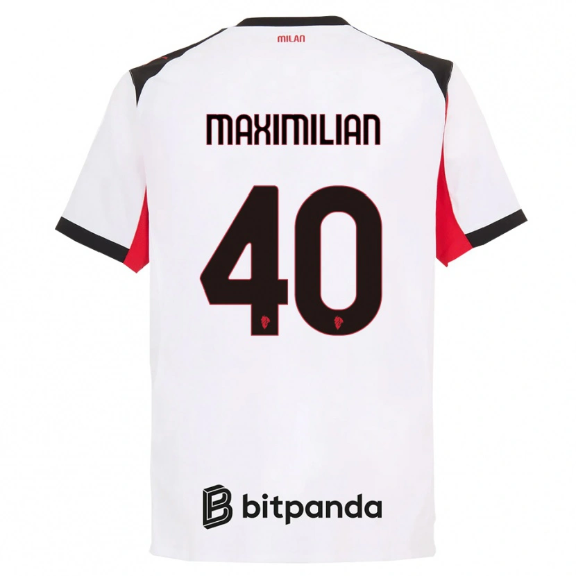 Danxen Dame Maximilian Ibrahimović #40 Hvit Svart Bortetrøye Drakt Trøye 2025/26 Skjorter T-Skjorte