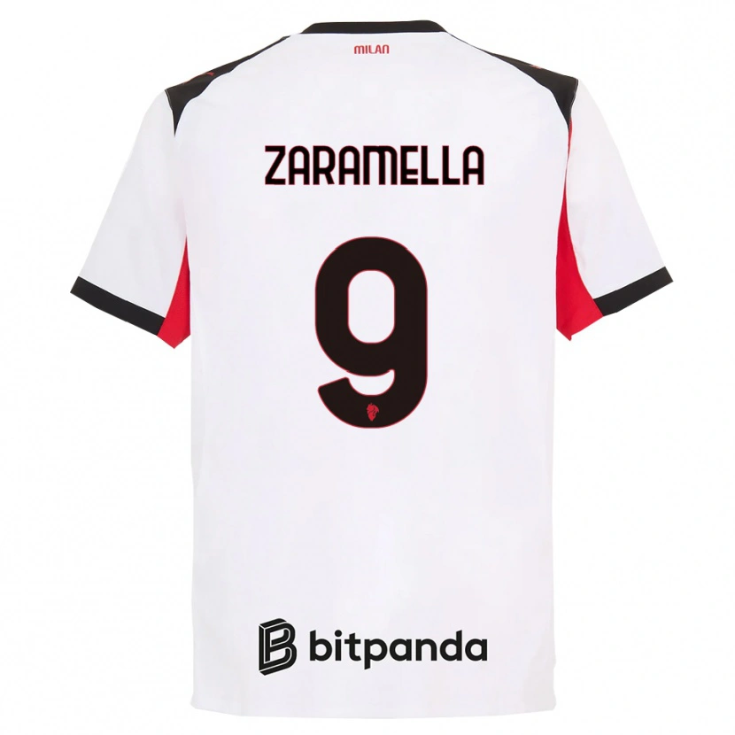 Danxen Dame Mattia Zaramella #9 Hvit Svart Bortetrøye Drakt Trøye 2025/26 Skjorter T-Skjorte