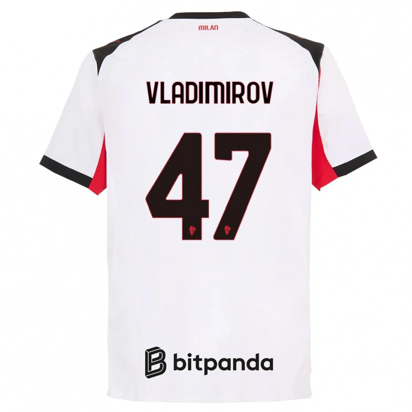 Danxen Dame Valeri Vladimirov #47 Hvit Svart Bortetrøye Drakt Trøye 2025/26 Skjorter T-Skjorte