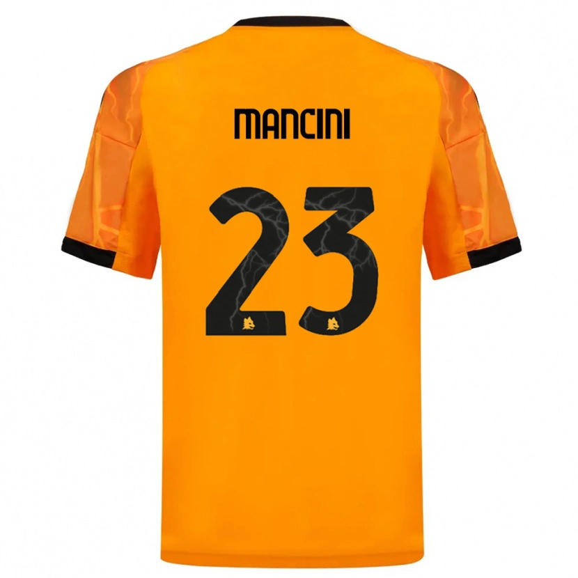 Danxen Dame Gianluca Mancini #23 Oransje Svart Bortetrøye Drakt Trøye 2025/26 Skjorter T-Skjorte