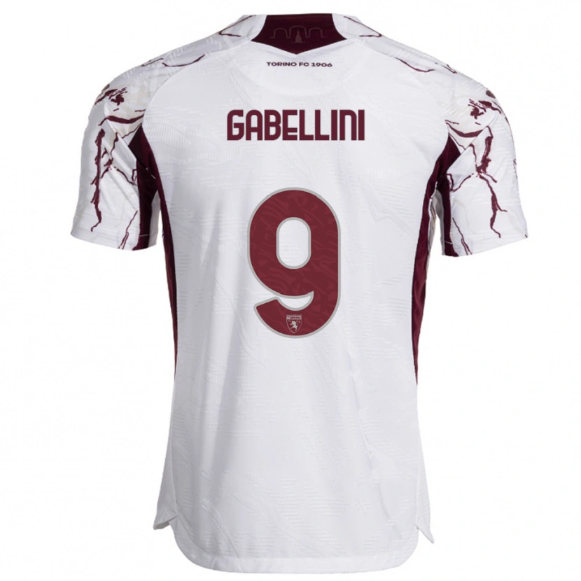 Danxen Dame Tommaso Gabellini #9 Hvit Burgunder Bortetrøye Drakt Trøye 2025/26 Skjorter T-Skjorte