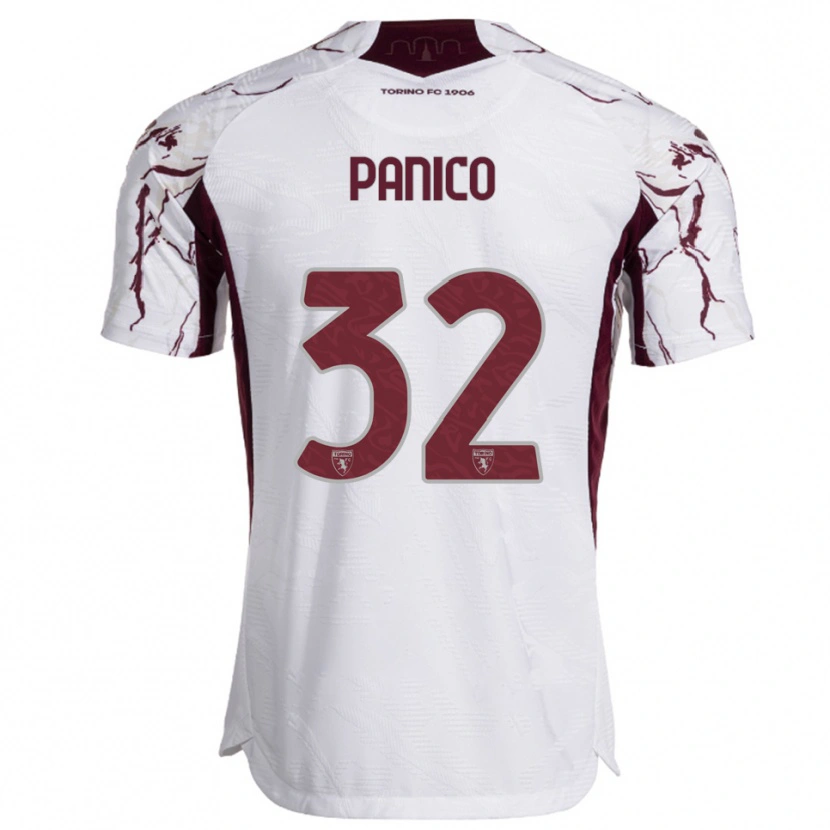 Danxen Dame Patrizia Panico #32 Hvit Burgunder Bortetrøye Drakt Trøye 2025/26 Skjorter T-Skjorte