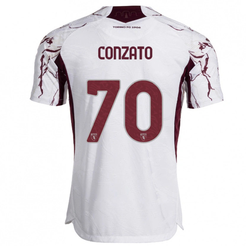 Danxen Dame Filippo Conzato #70 Hvit Burgunder Bortetrøye Drakt Trøye 2025/26 Skjorter T-Skjorte