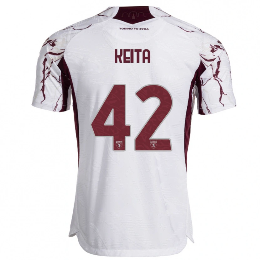 Danxen Dame Karamoko Keita #42 Hvit Burgunder Bortetrøye Drakt Trøye 2025/26 Skjorter T-Skjorte