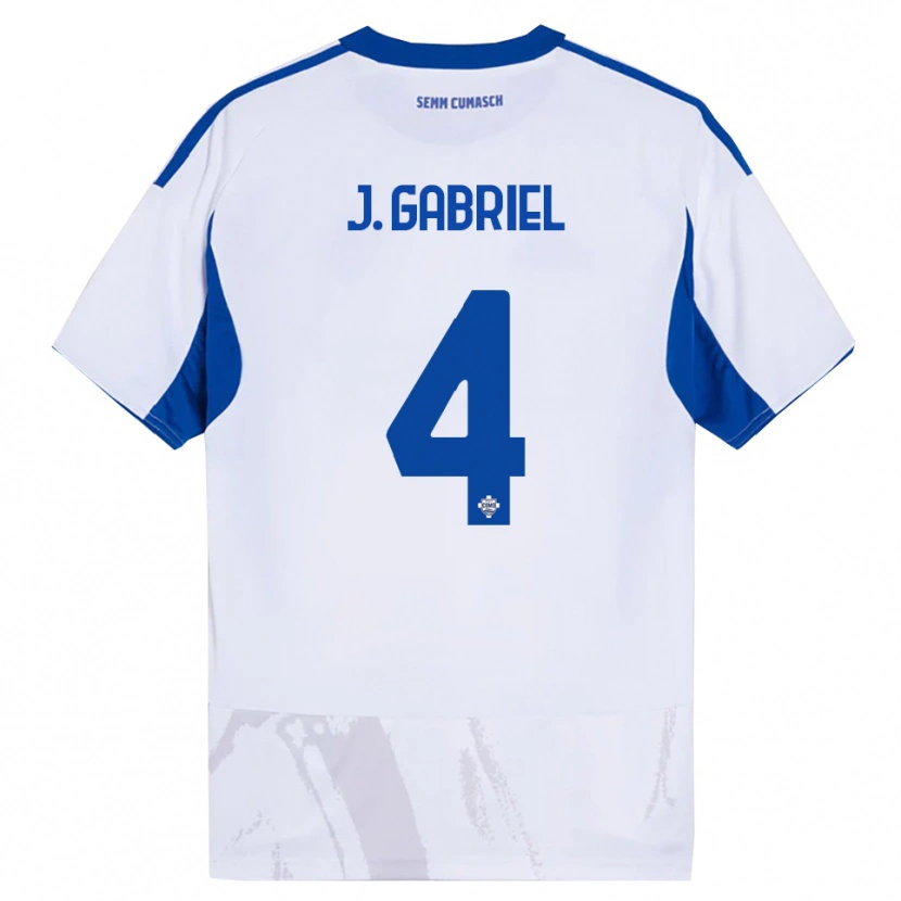 Danxen Dame João Gabriel #4 Hvit Blå Bortetrøye Drakt Trøye 2025/26 Skjorter T-Skjorte