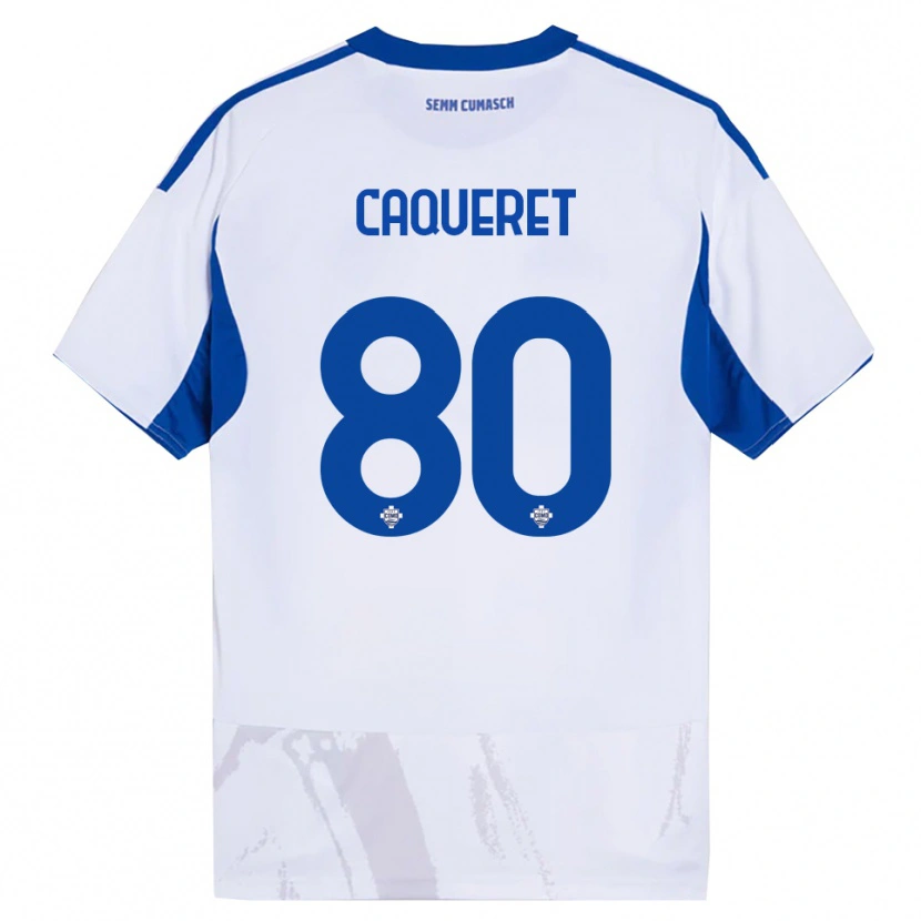 Danxen Dame Maxence Caqueret #80 Hvit Blå Bortetrøye Drakt Trøye 2025/26 Skjorter T-Skjorte
