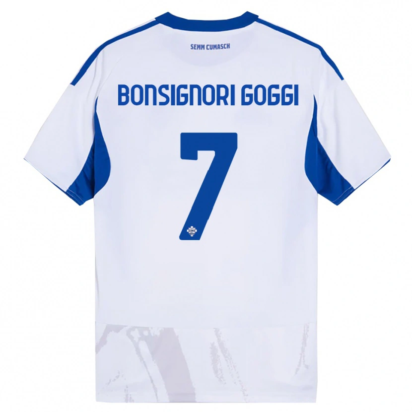 Danxen Dame Lorenzo Bonsignori #7 Hvit Blå Bortetrøye Drakt Trøye 2025/26 Skjorter T-Skjorte