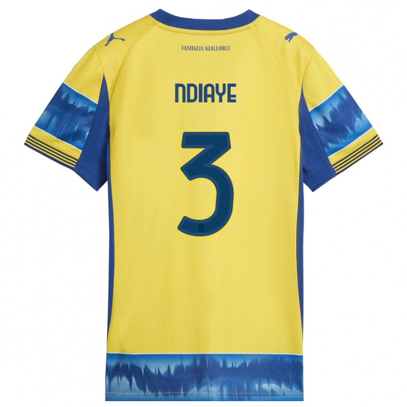 Danxen Dame Abdoulaye Ndiaye #3 Gul Blå Bortetrøye Drakt Trøye 2025/26 Skjorter T-Skjorte