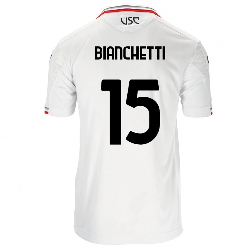 Danxen Dame Matteo Bianchetti #15 Hvit Rød Bortetrøye Drakt Trøye 2025/26 Skjorter T-Skjorte