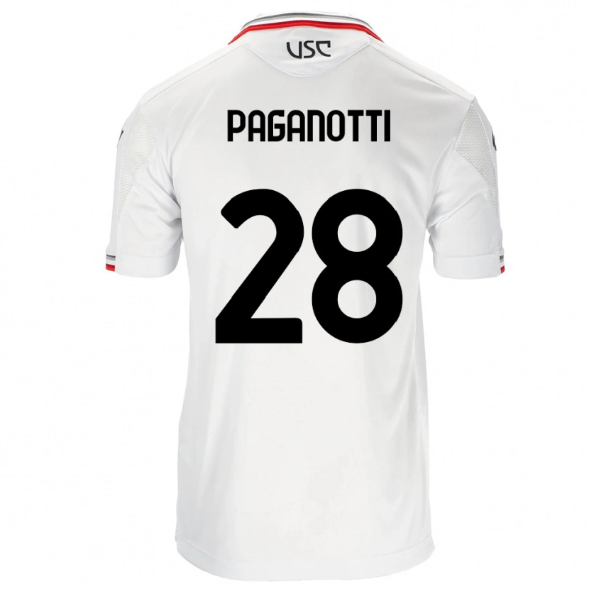 Danxen Dame Michele Paganotti #28 Hvit Rød Bortetrøye Drakt Trøye 2025/26 Skjorter T-Skjorte
