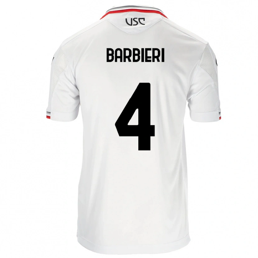 Danxen Dame Tommaso Barbieri #4 Hvit Rød Bortetrøye Drakt Trøye 2025/26 Skjorter T-Skjorte