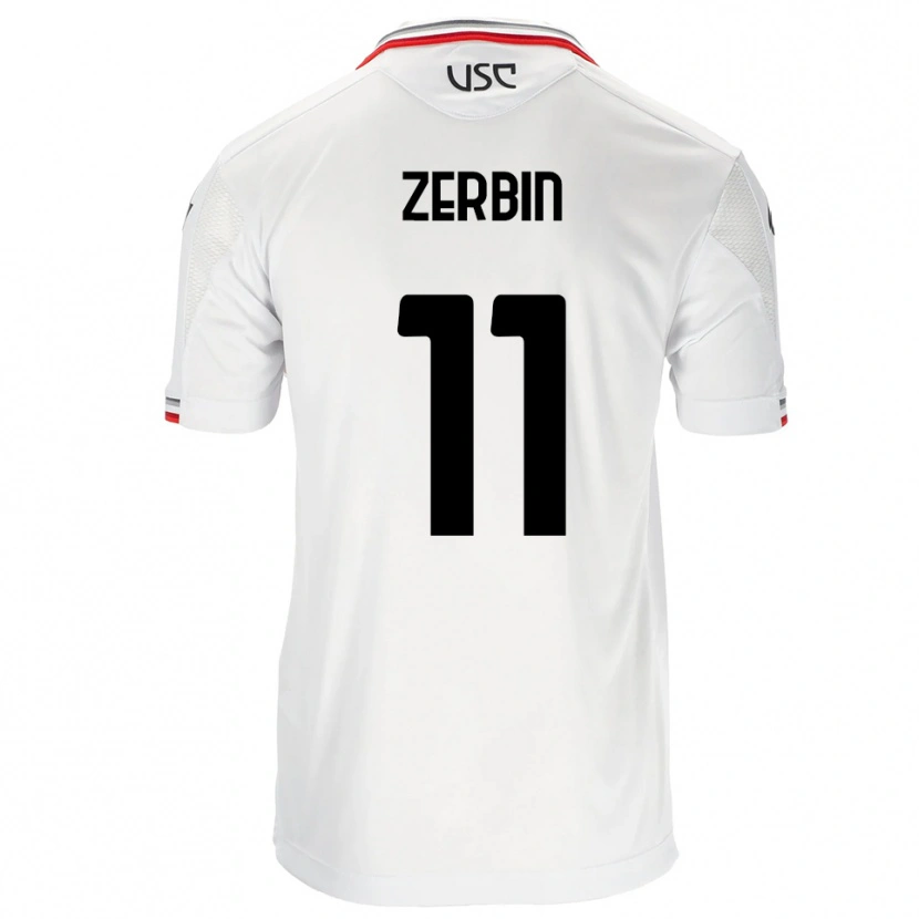 Danxen Dame Alessio Zerbin #11 Hvit Rød Bortetrøye Drakt Trøye 2025/26 Skjorter T-Skjorte