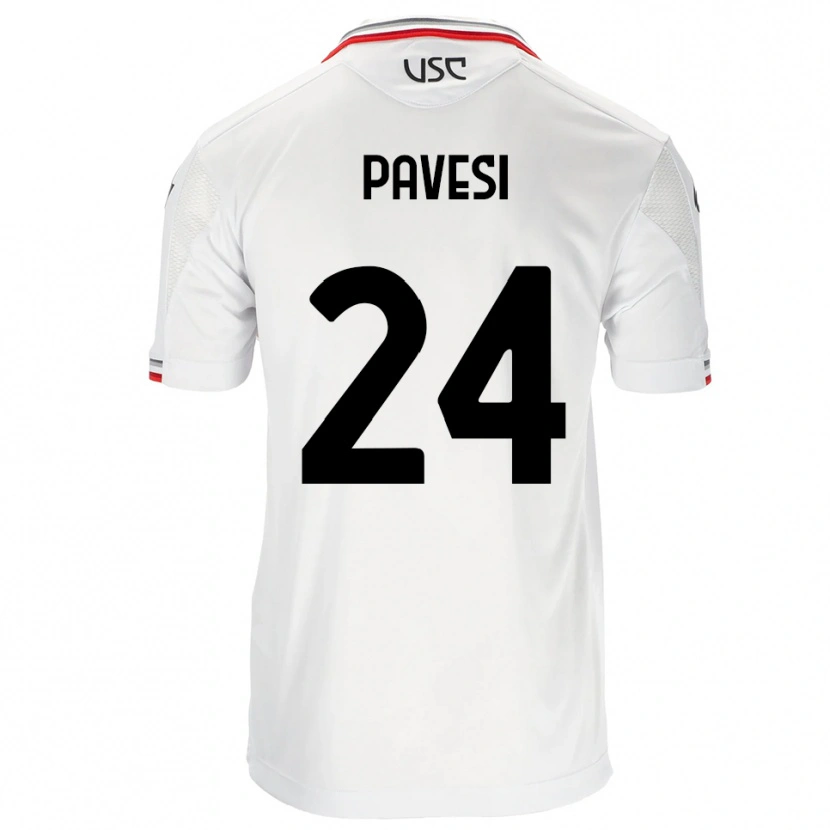 Danxen Dame Davide Pavesi #24 Hvit Rød Bortetrøye Drakt Trøye 2025/26 Skjorter T-Skjorte