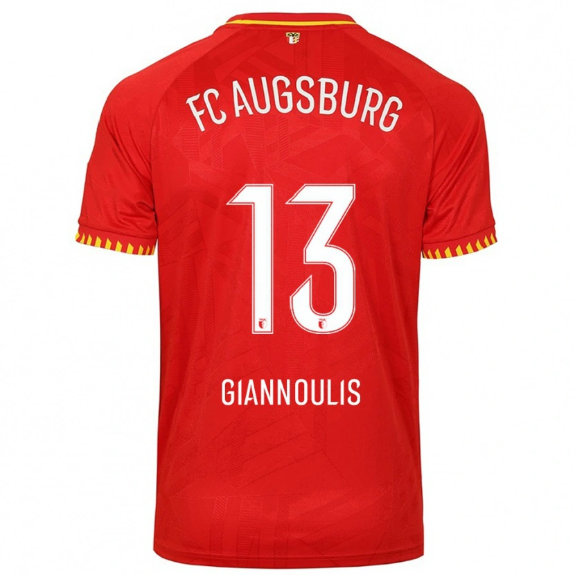 Danxen Dame Dimitrios Giannoulis #13 Rød Gul Bortetrøye Drakt Trøye 2025/26 Skjorter T-Skjorte