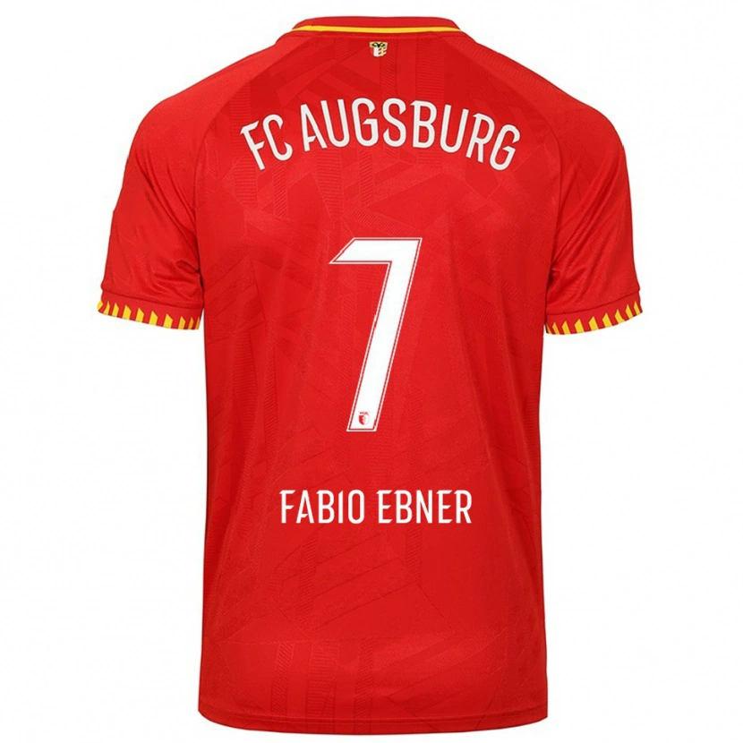 Danxen Dame Fabio Ebner #7 Rød Gul Bortetrøye Drakt Trøye 2025/26 Skjorter T-Skjorte