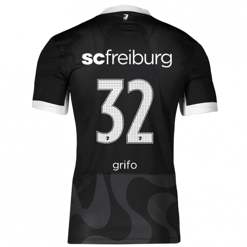 Danxen Dame Vincenzo Grifo #32 Svart Hvit Bortetrøye Drakt Trøye 2025/26 Skjorter T-Skjorte