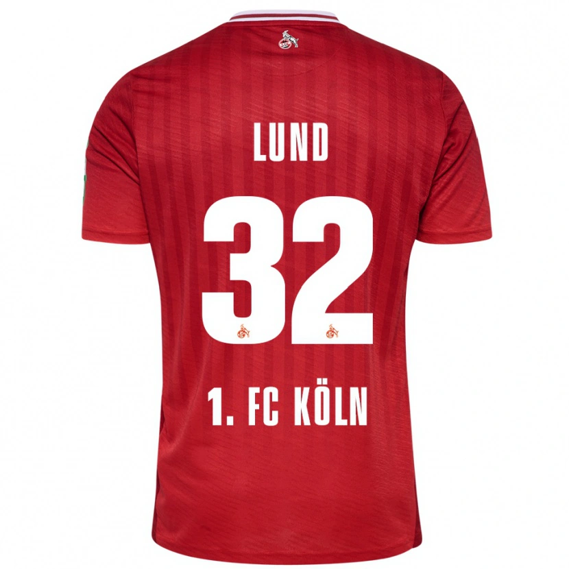 Danxen Dame Kristoffer Lund #32 Rød Hvit Bortetrøye Drakt Trøye 2025/26 Skjorter T-Skjorte