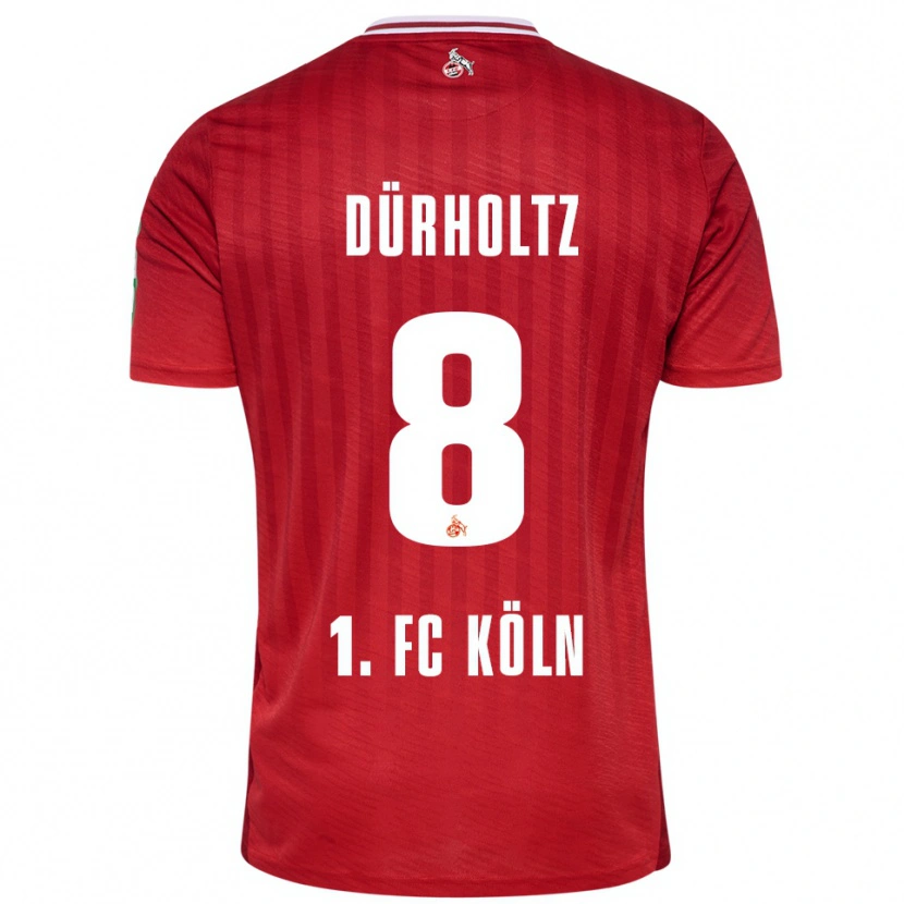 Danxen Dame Luca Dürholtz #8 Rød Hvit Bortetrøye Drakt Trøye 2025/26 Skjorter T-Skjorte