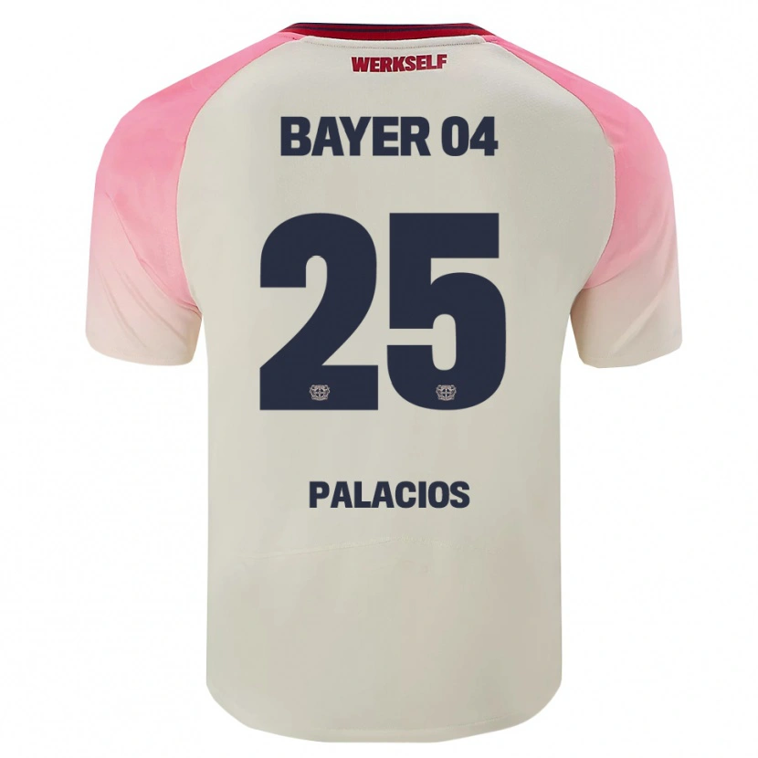 Danxen Dame Exequiel Palacios #25 Rosa Off-White Bortetrøye Drakt Trøye 2025/26 Skjorter T-Skjorte