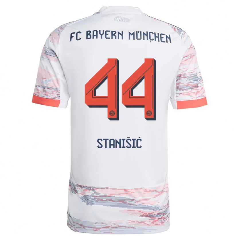 Danxen Dame Josip Stanisic #44 Hvit Grå Bortetrøye Drakt Trøye 2025/26 Skjorter T-Skjorte